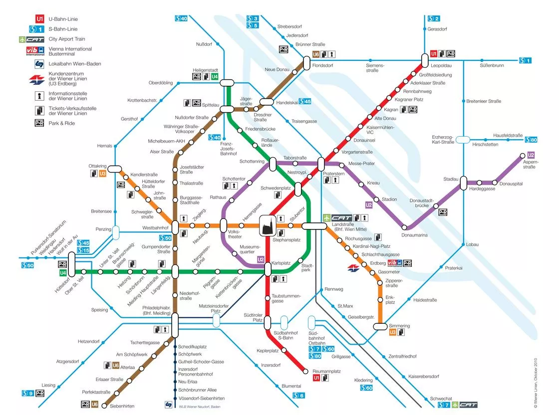 Vienna underground map Map of the Vienna underground network
